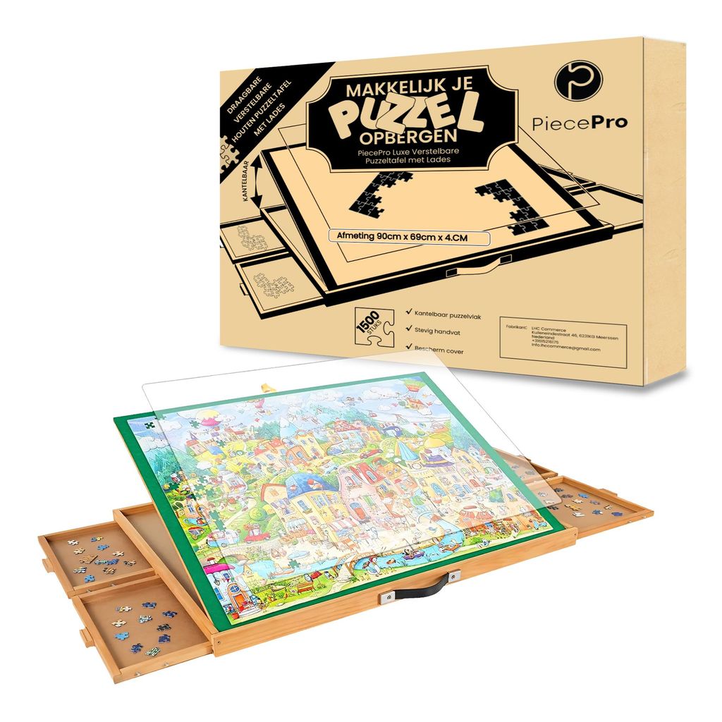 VEVOR Planche de Puzzle 1000 Pièces, Table de Puzzle en Bois 736 x 535 mm, Plateau Casse-tête Rotatif à 360° et Portable, avec 5 Tiroirs et Couverture Utile, Accessoire pour Amateurs de