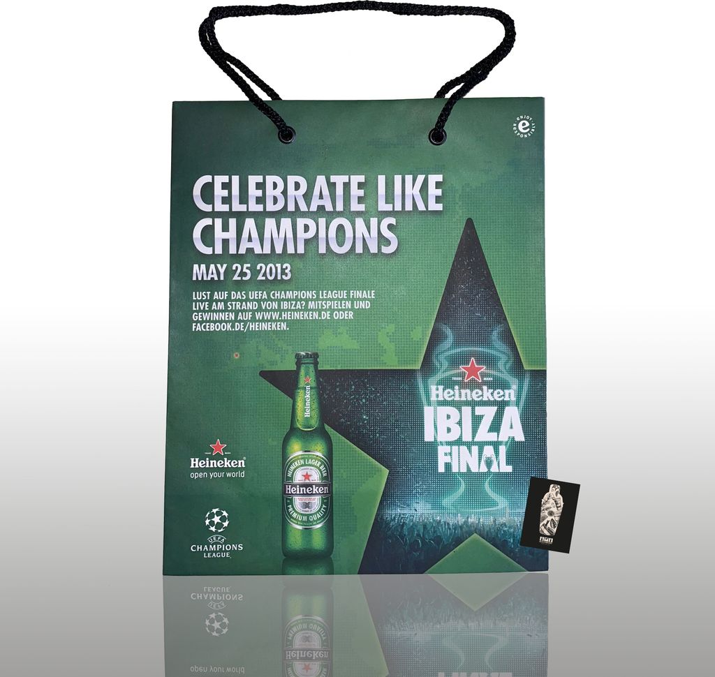 Heineken 10er-Set Champions League 2013 Edition Ibiza Final mit Stoffhenkel 10x Papiertüten ca. 30x24cm