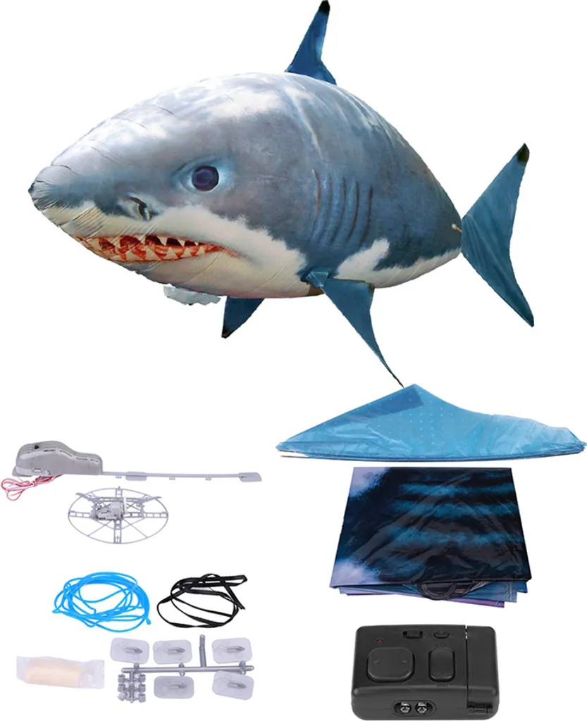 Jouet requin RC gonflable hélium 145cm - Mouvements réalistes et précis