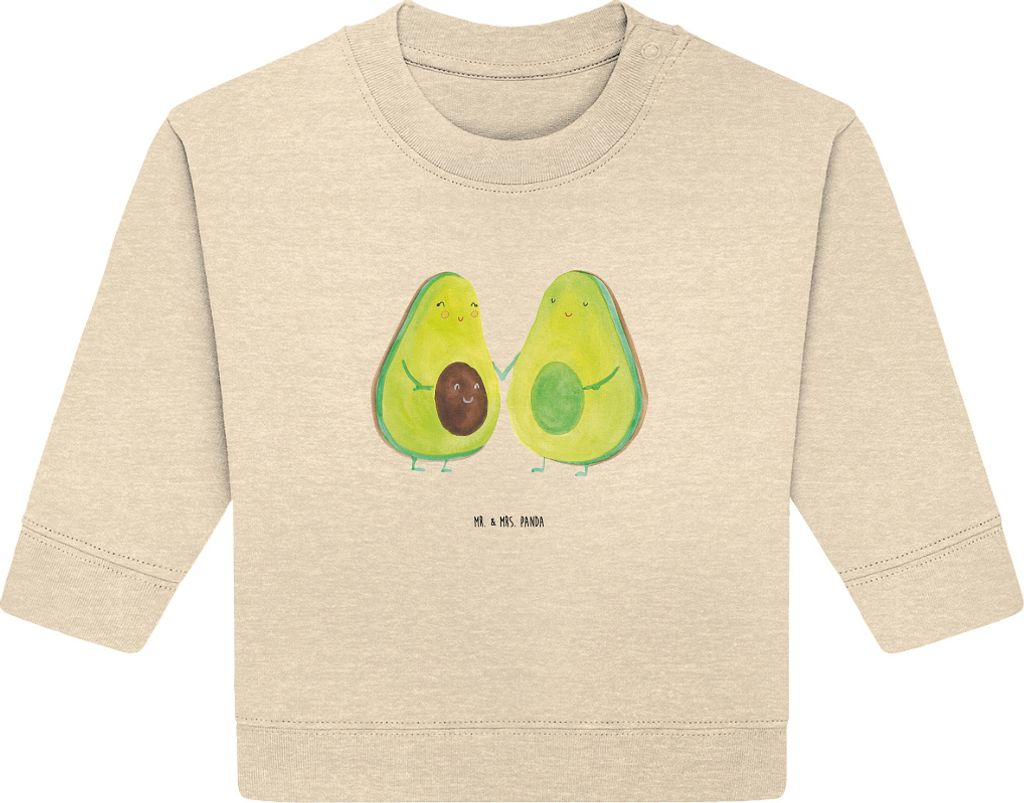 Mr. & Mrs. Panda Organic Baby Pullover Avocado Pärchen 12. - 18. Monat - Natural Raw - Geschenk, Liebe, Bullover, Familie, Babyshower, Avocados