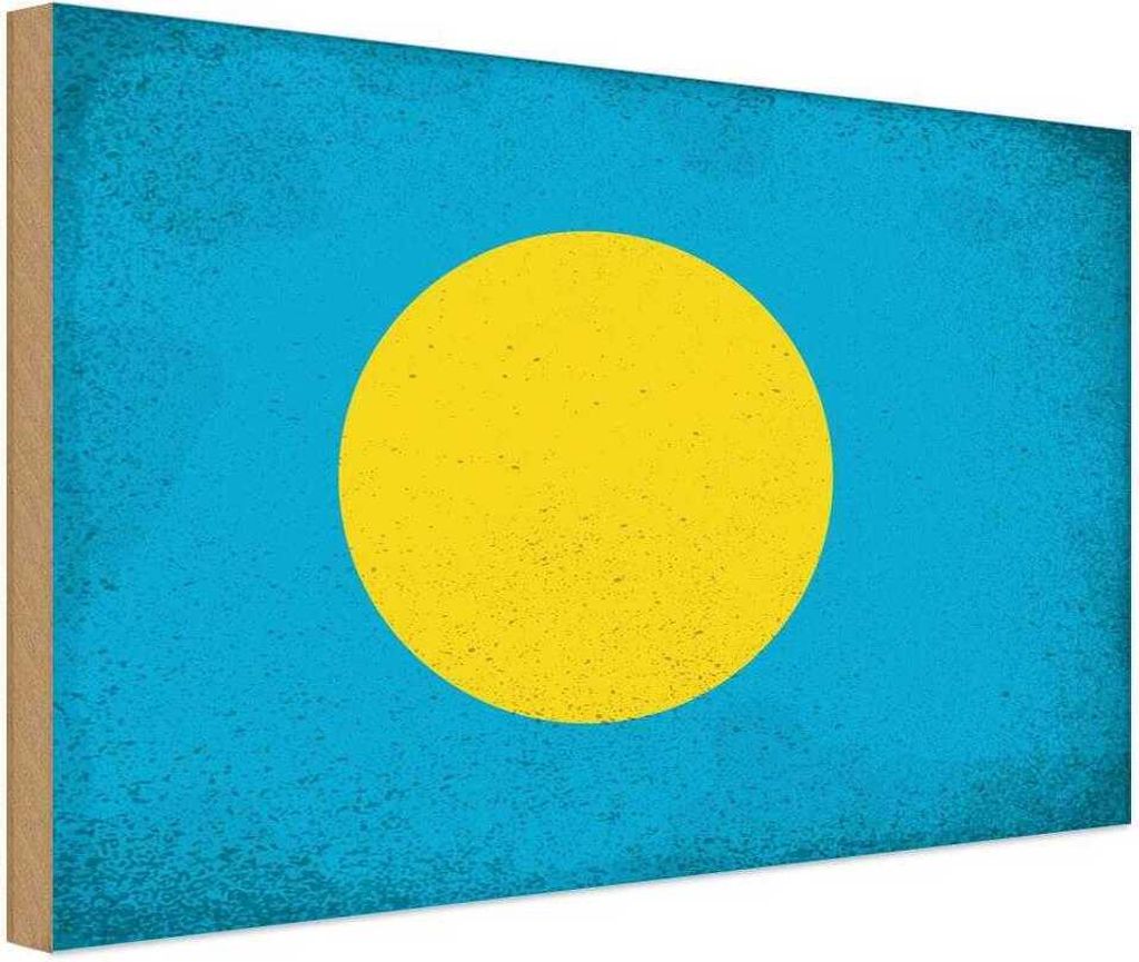 vianmo Holzschild 30x40 cm Palau Flagge Fahne Wappen