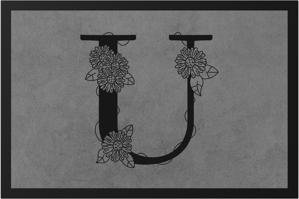 Buchstaben- U mit Buchstabe Alphabet Monogramm Blumenmotiv Geschenkidee Anfangsbuchstabe