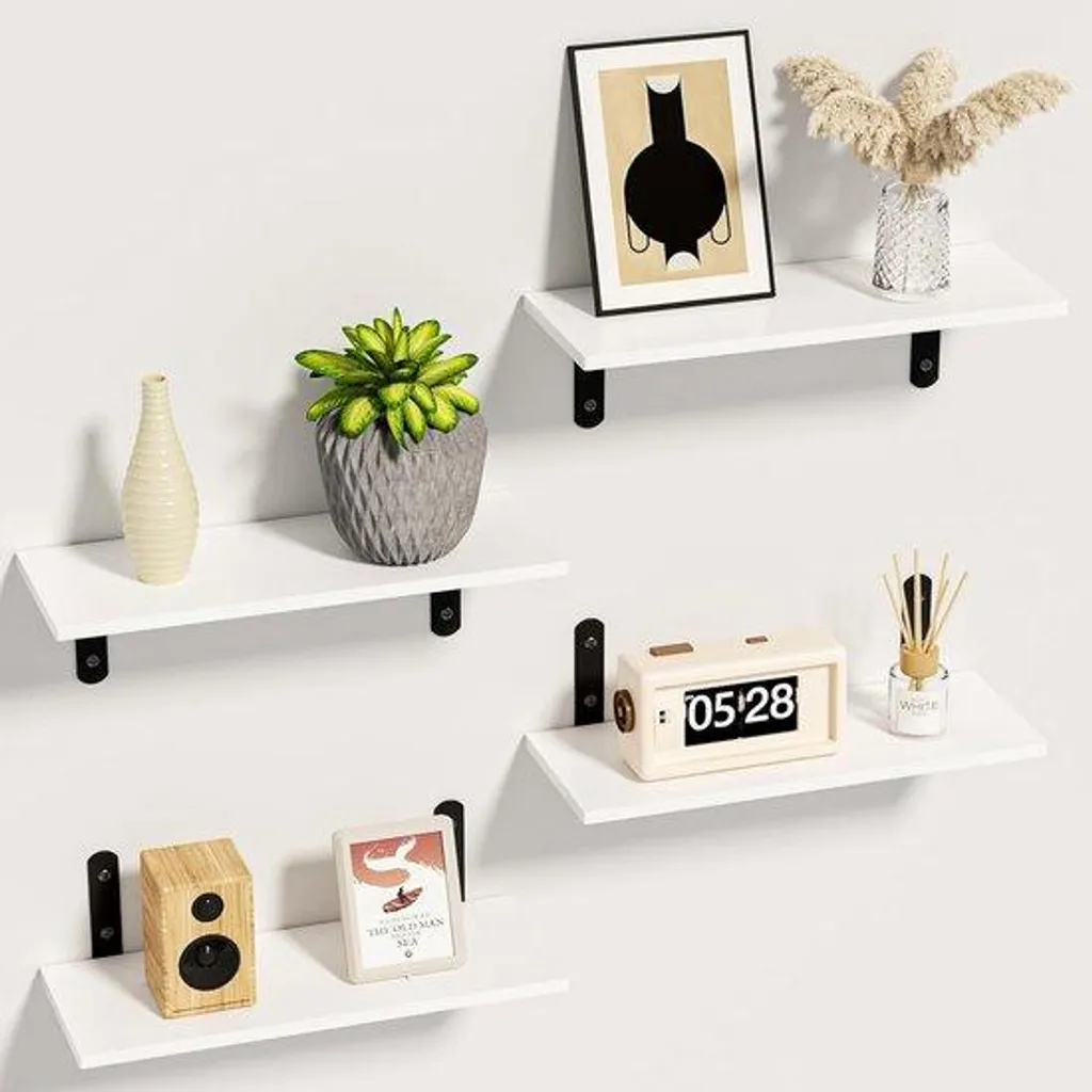Planches murales blanches lot de 4 - Solution rangement gain de place