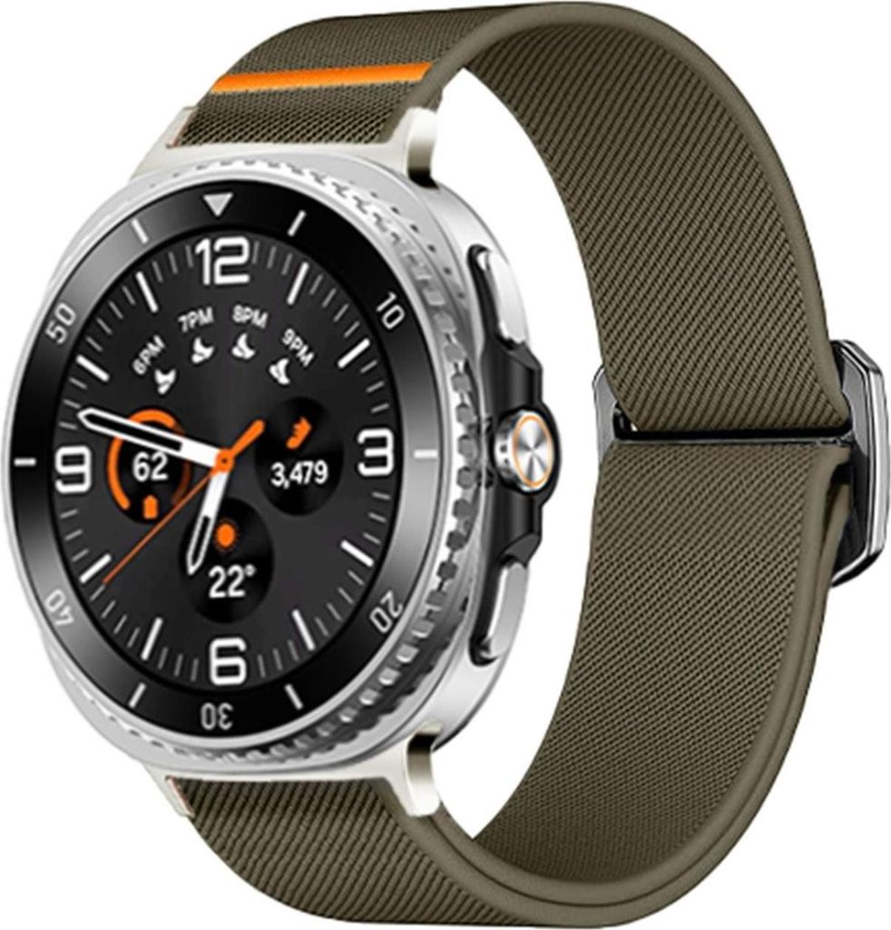Elastisches Nylon Sport Armband für Samsung Galaxy Watch 8 / 8 Classic mit Schiebeverschluss Grün