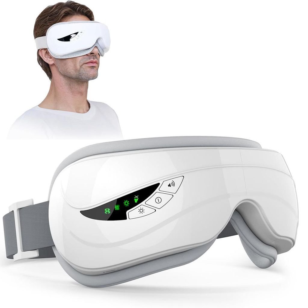 Augenmassagegerät mit Wärme & Musik – Elektrische Augenmaske für Entspannung, Kopfschmerz- und Müdigkeitsreduktion, Reise & Zuhause