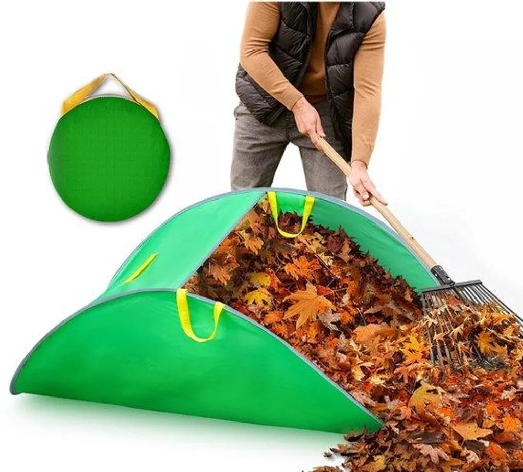 Nettoyeur de jardin et sac à herbe coupée pliable pour éviter l'encombrement