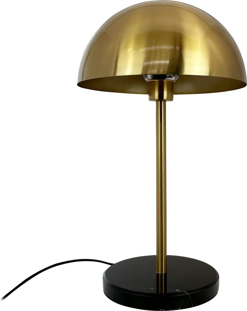 Tischlampe, Tischleuchte, Nachttischlampe, Schreibtischlampe, LED Leselampe, Nancy Messing mit Marmorsockel