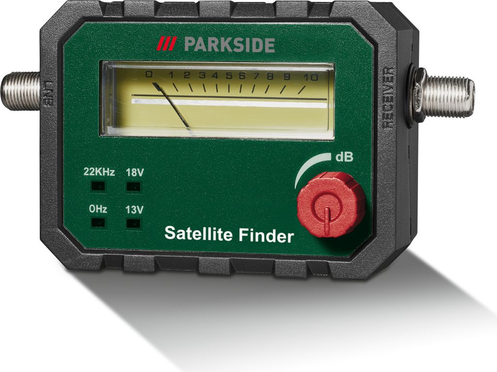 A studio shot of a satellite finder device.
