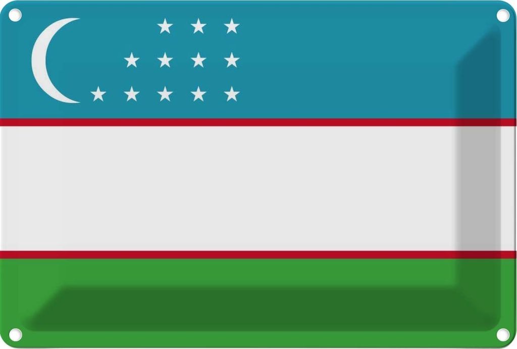 vianmo Blechschild 12x18 cm Usbekistans Uzbekistan Flagge Fahne Wappen