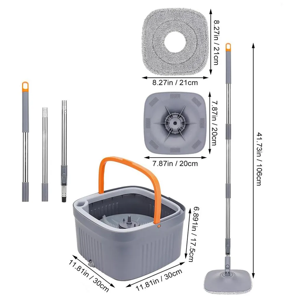 Kit Balai à Franges avec Seau à Double Compartiment et 2 Patins Microfibre - 15