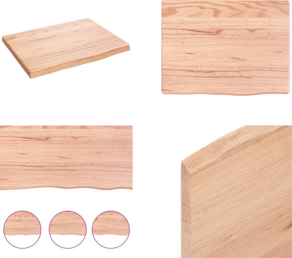 vidaXL Wandregal Hellbraun 40x30x2 cm Massivholz Eiche Behandelt - Wandregal - Wandregale - Lagerregal - Schwebendes Regal