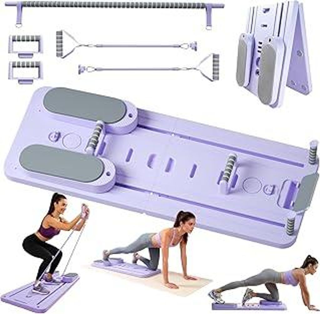 Pilates Board Für Zuhause, Faltbares Multifunktionales Reformer Board, Extra Stabile Konstruktion Mit Automatischem Rückprall, Bauchtrainer & Wid...