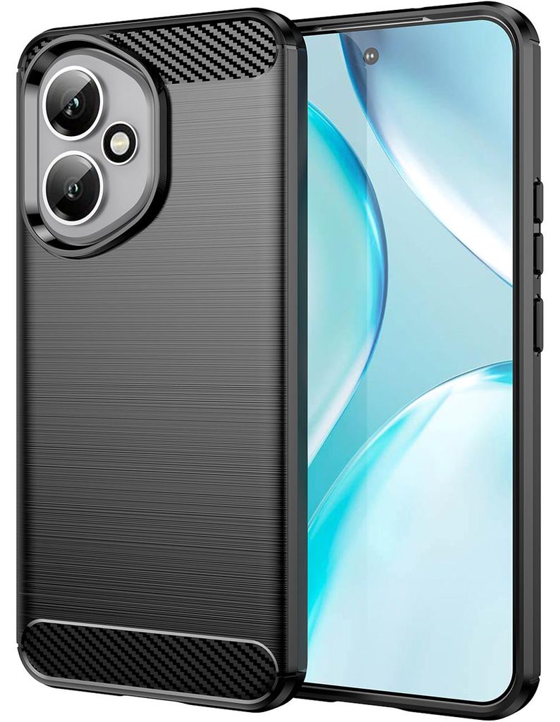 Hülle für Honor 400, Carbon-Faser TPU Silikon Stoßfest Schutzhülle Schwarz