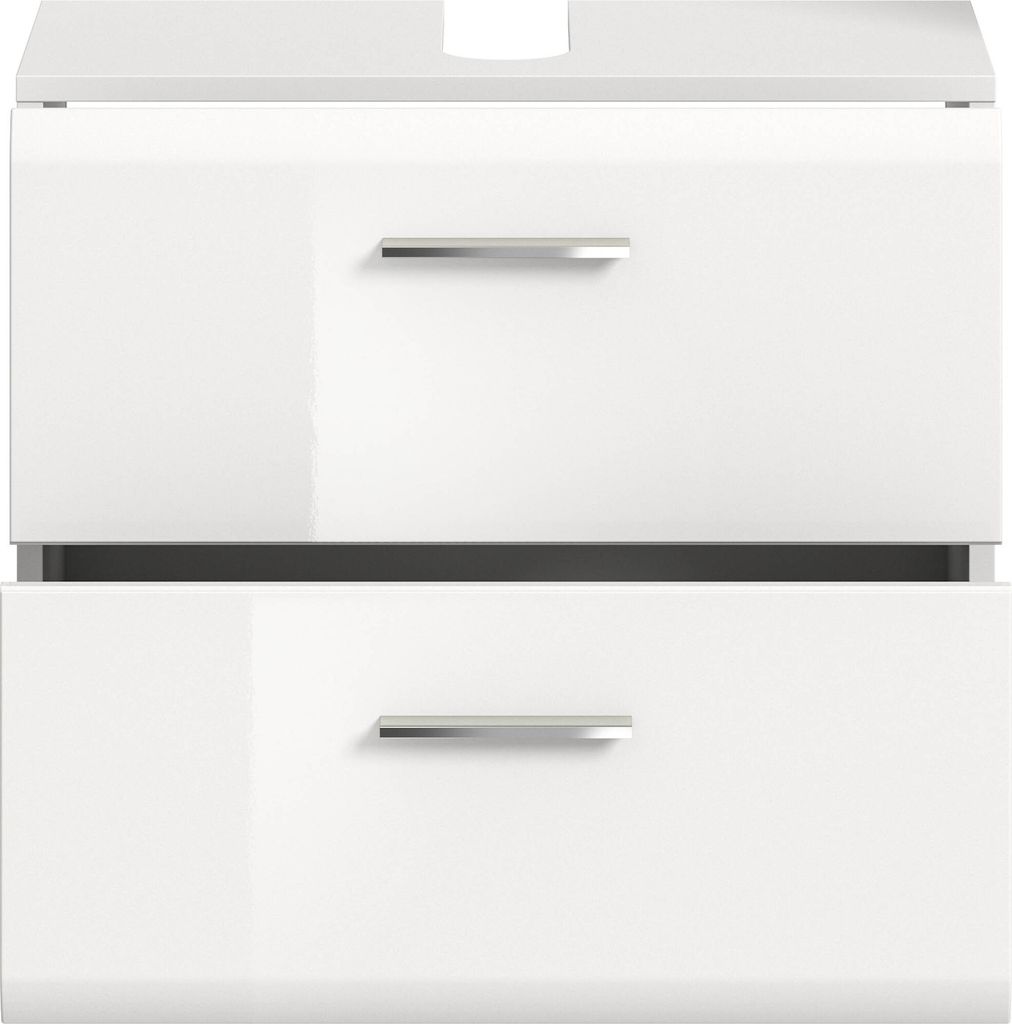 Xonox.Home Ice Waschbeckenunterschrank Weiß Hochglanz Produktbild 