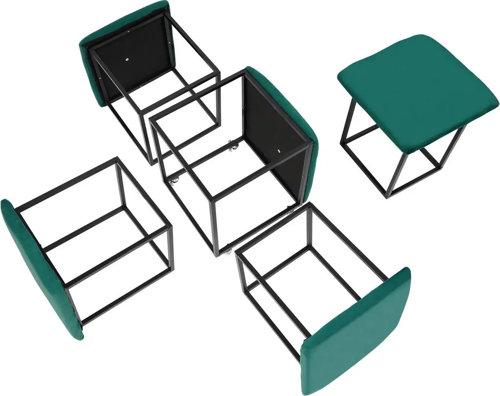 Pouf Gain de Place 5 en 1 Vert - Solution Assise d'Appoint pour Invités