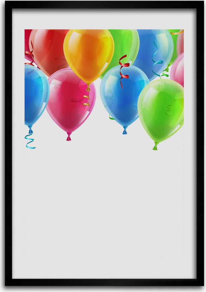 Bild - Bilderrahmen - Foto - 70 cm x 100 cm - MDF - Rahmen - Wandkunst - Bunte Luftballons