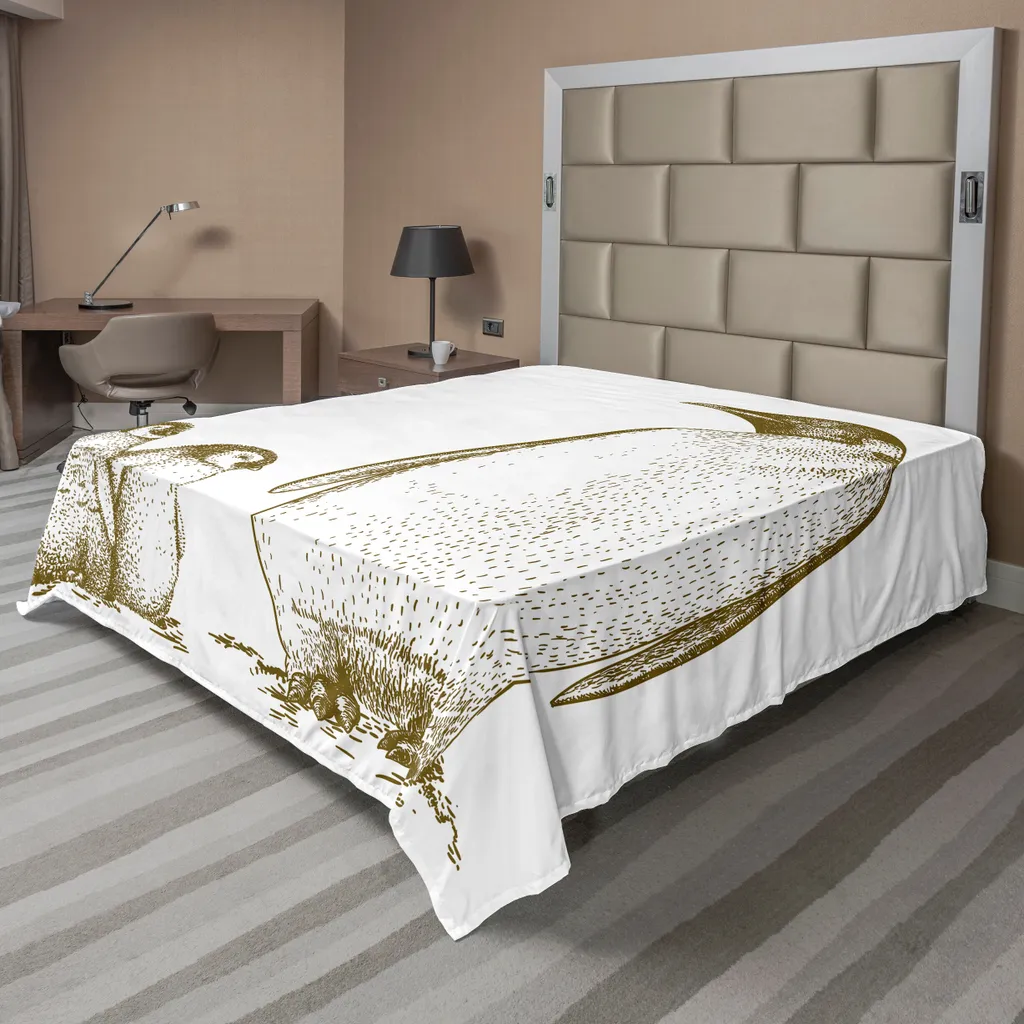 Drap plat pour lit double 275x260 cm, thème nature sauvage et confort