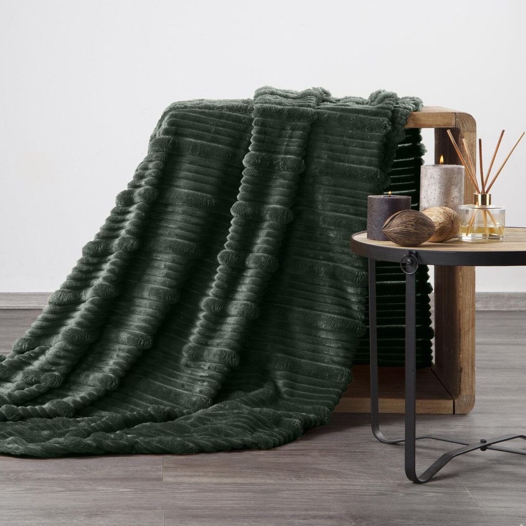 EUROFIRANY | Wohndecke - Decke - 200 x 220 cm - grüne Kuscheldecke - kuschelig weich