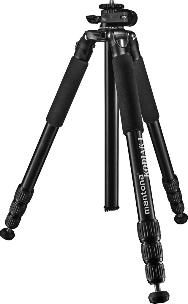 Mantona Kodiak L Fotostativ - 510 x 105 x 105 mm - 15 kg Traglast / 8-166 cm Höhe - Aluminium - stabiles Profi Fotostativ ohne Kugelkopf, mit schw...