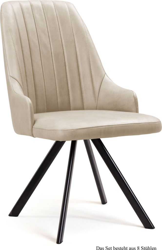 Esszimmerstuhl drehbar (8er-Set) Devyn 52x91x60 Schwarz/Natur