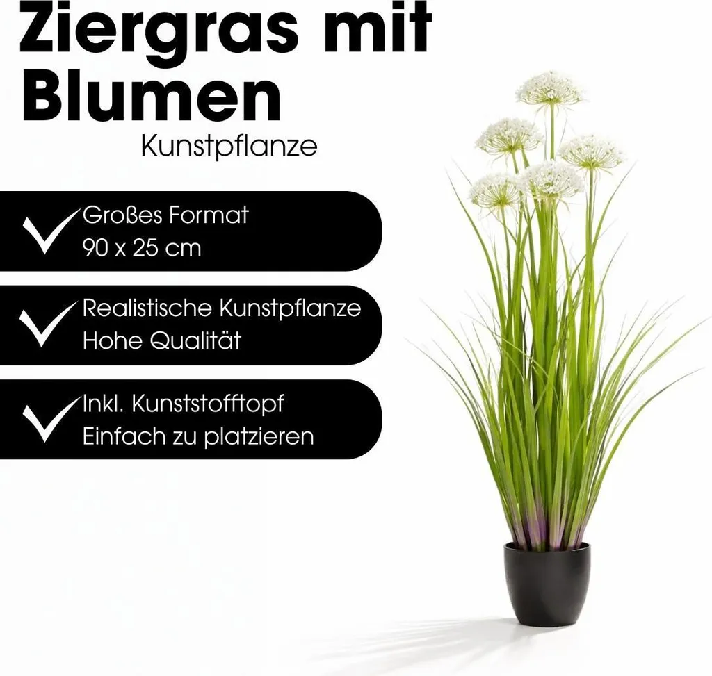 Plante Artificielle Gazon Angélique H90 cm pour Décoration d'Intérieur - 2