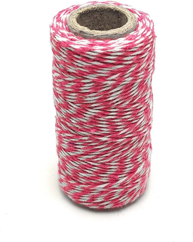 Cordon de coton rose foncé 50m pour des paquets cadeaux élégants et solides
