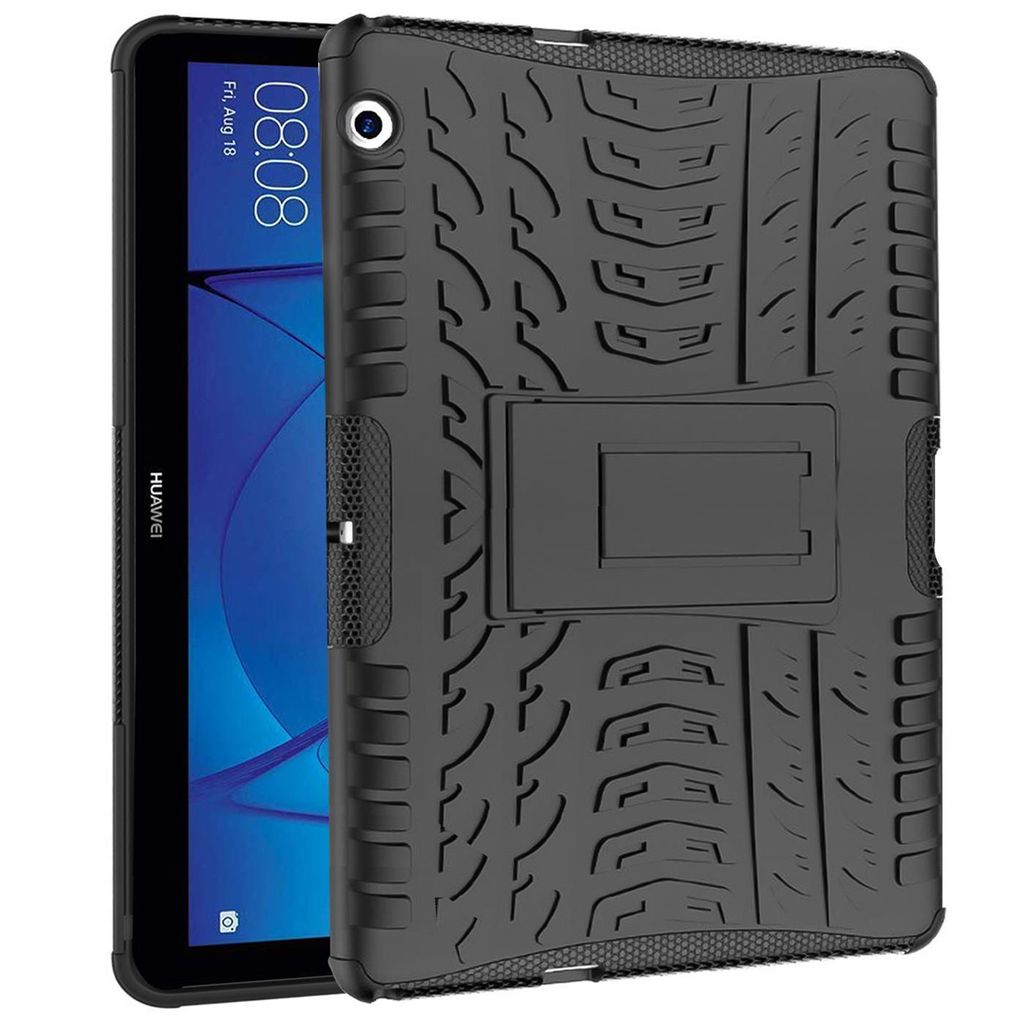 Conie Tablet Hybrid Cover für Huawei Mediapad T5 10.1 TPU Hard Case Kunststoff Schutz Hülle Tasche aufstellbar in Schwarz