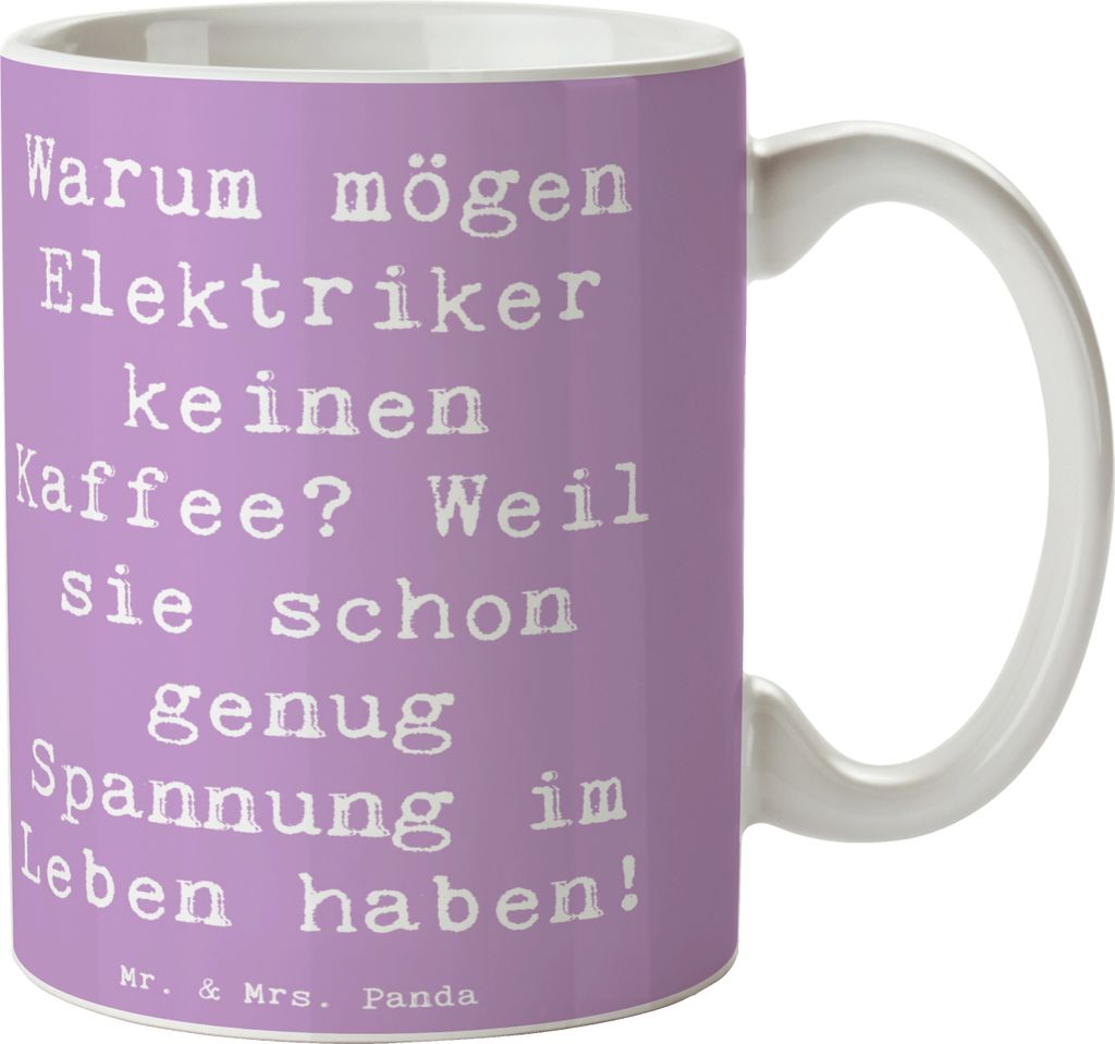 Mr. & Mrs. Panda Tasse mit Motiv Spruch Elektriker Witz - Lavendeltraum - Geschenk, Wertschätzung, Beruf, Alltag, Berufe, haferl, Stress, Kaffeeta...