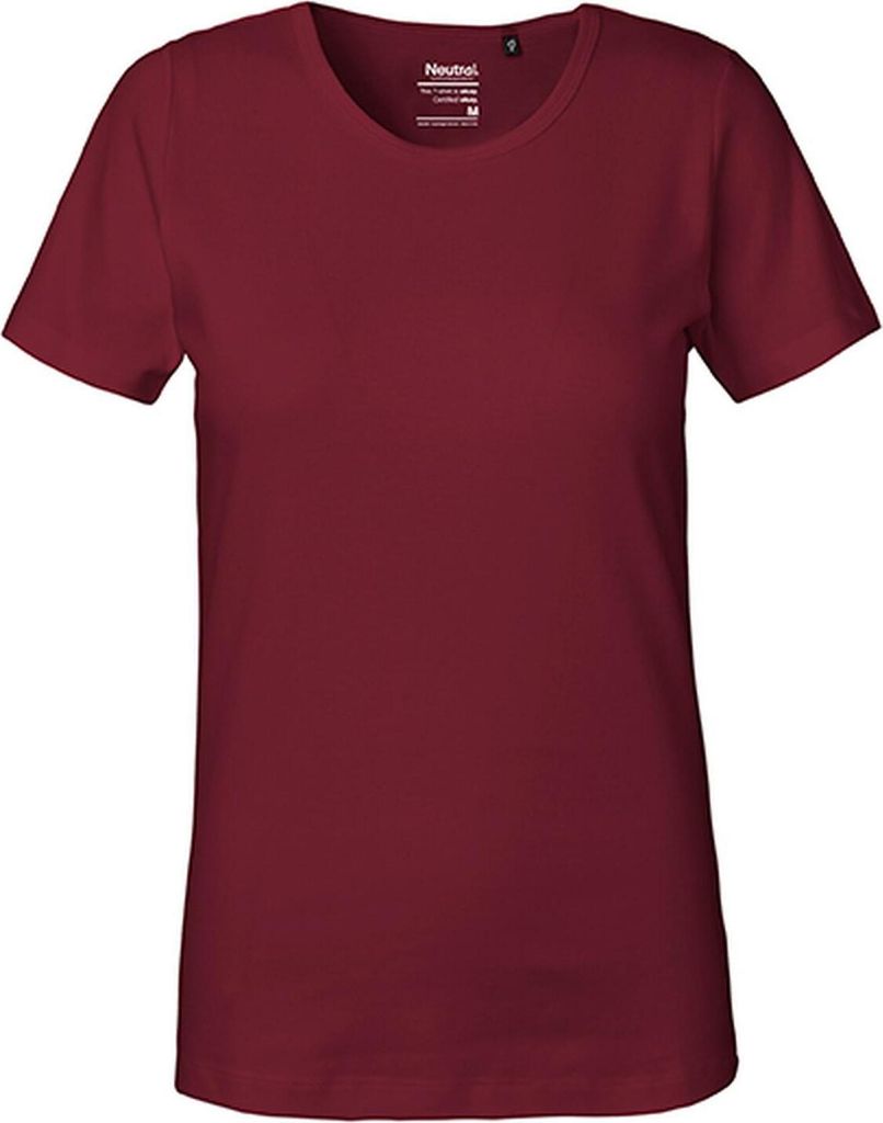 Neutral O81029 | Damen Interlock T-Shirt / 100% Fairtrade Baumwolle - Farbe: Bordeaux - Größe: XXL