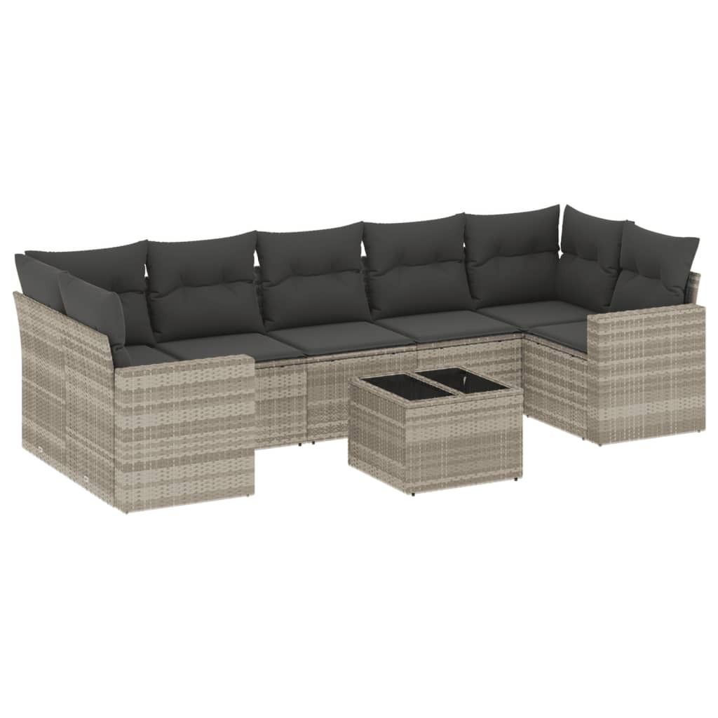 (Robust Möbel) 8-tlg. Garten-Sofagarnitur - Balkonmöbel/Loungeset - elegantes Design - mit Kissen Hellgrau Poly Rattan - Gartensofas DEMöbel...