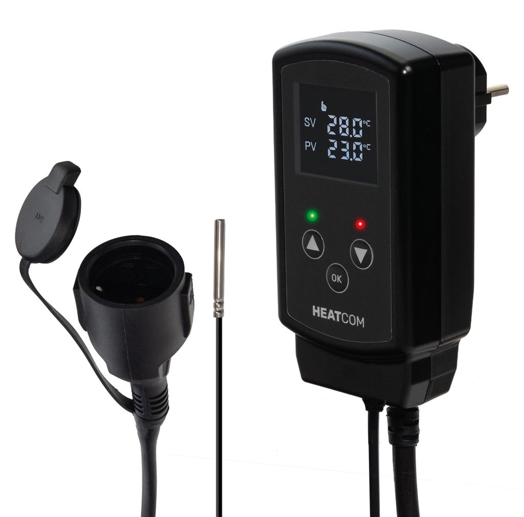 Heatcom HC200 UNI stekkerthermostaat met sensor, IP44, 3000 Productafbeelding 