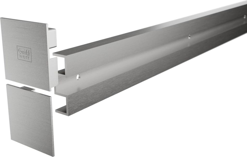 Griffwerk Wandabstand-Set PLANEO X 18.5 Distanzprofil, Endkappen 2200mm Edelstahl-Optik matt/C31