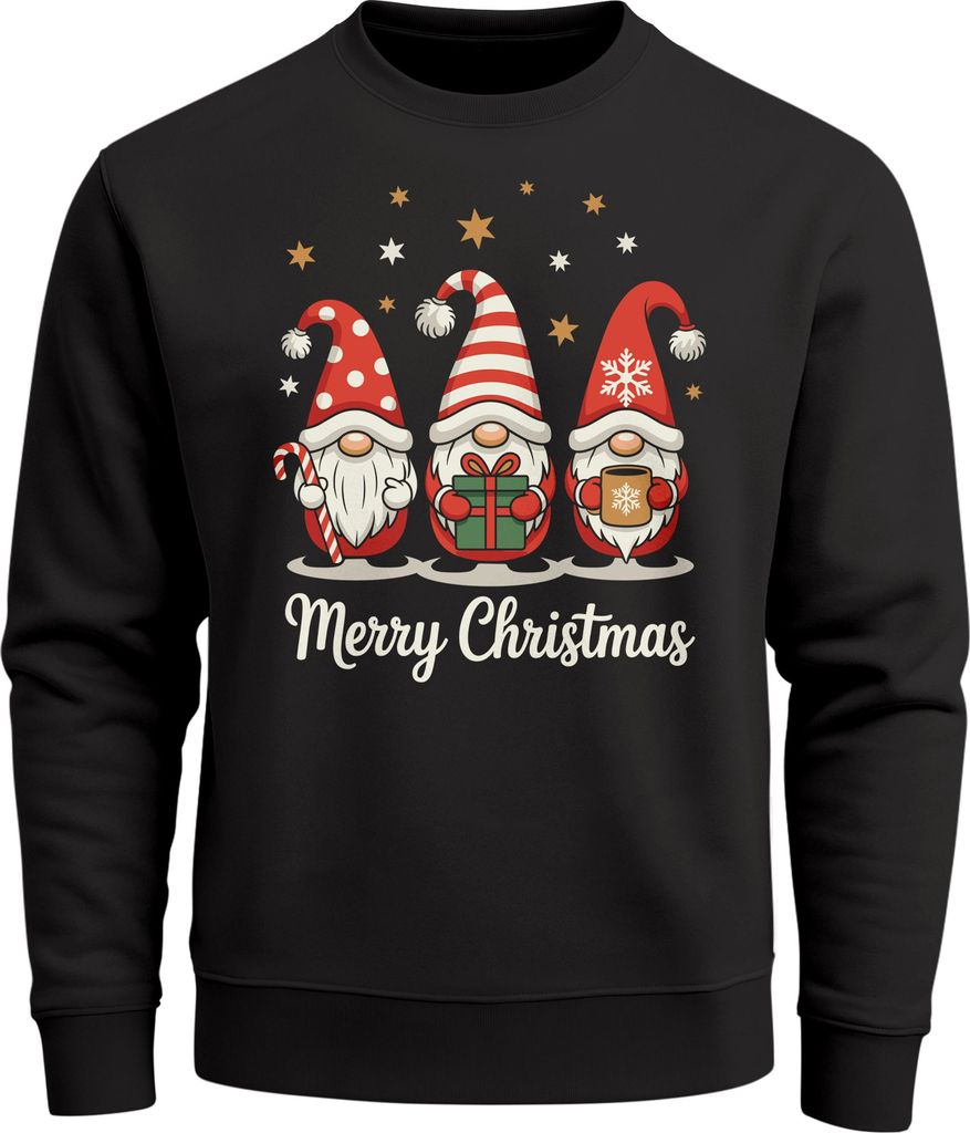 Sweatshirt Herren Weihnachtspullover Wichtel Aufdruck Merry Christmas Weihnachtsoutfit Männer Moonworks