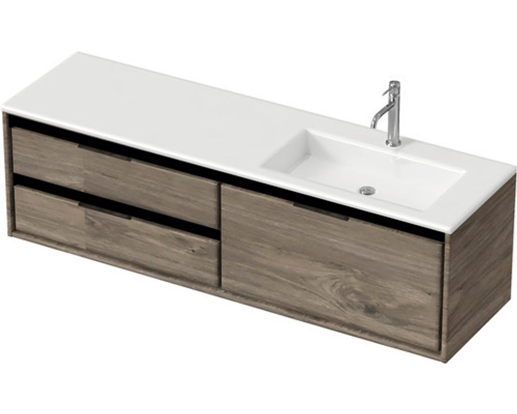 Badmöbel-Set Sanox Loft BxHxT 160,5 x 47 x 45,5 cm Frontfarbe espresso 2-teilig mit Waschtisch Mineralguss Becken rechts