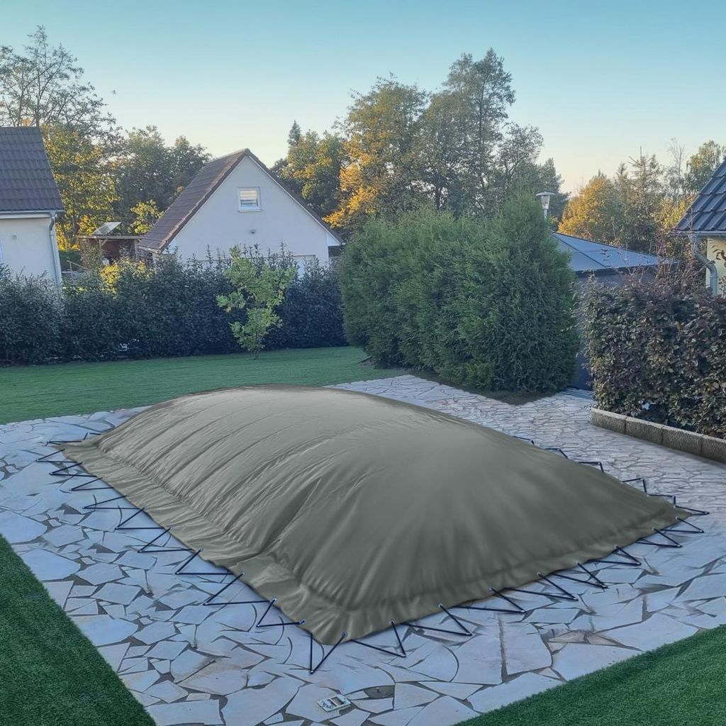 Aufblasbare Pool Abdeckplane für Pool rechteck 3,50 x 6,50m, Farbe: grau, Air Cover, wasserdicht, reißfest