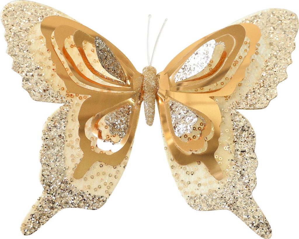 Weihnachtsbaumschmuck Schmetterlinge, 3D-Glitzer-Hohlschmetterlinge, Dekoration für Weihnachtsbaumkranz, Wandbehang, Heimparty-Atmosphäre