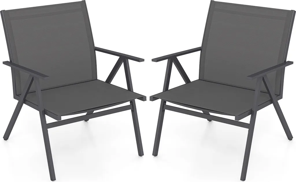 Lot de 2 Chaises Extérieures Anti-Chaleur et Solides Gris Anthracite