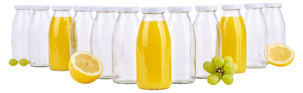 12er Set Saftflaschen 250ml Twist-Off Deckel TO43 weiß Produktbild 