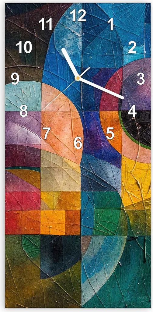 Wanduhr aus Glas mit Motiv Abstrakte Farben- 30 x 60 cm - inkl. Aufhängesystem