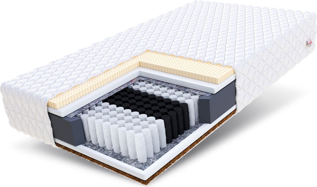Matratze 100x200 cm FORGIA 7 Zonen H3 H5 Multipocket Polyurethanschaum Latex Kokos Höhe ca. 20 cm mit waschbarem Bezug Premium Jersey
