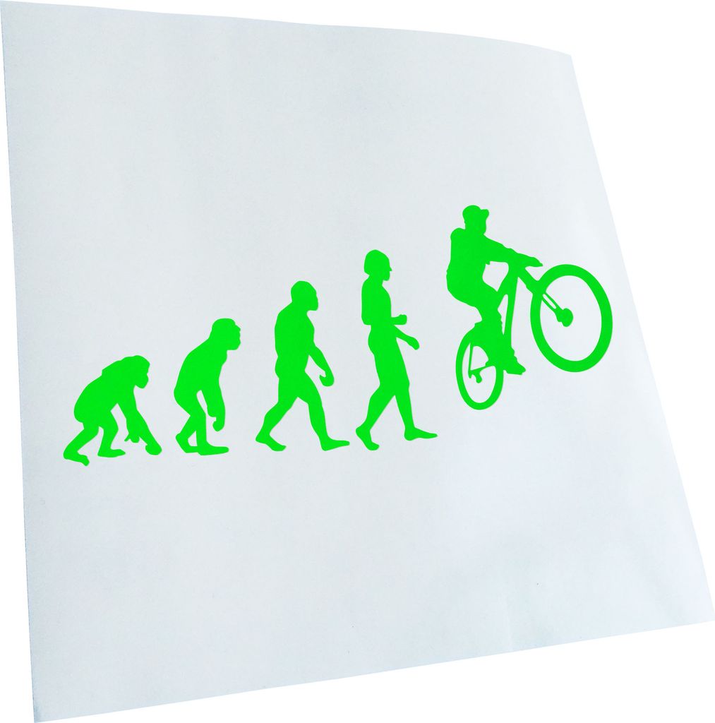 Kiwistar - Autoaufkleber - Evolution Mountainbike Radfahren Heckscheibenaufkleber - Aufkleber für Auto Kfz Fahrrad, LKW, Truck Mofa