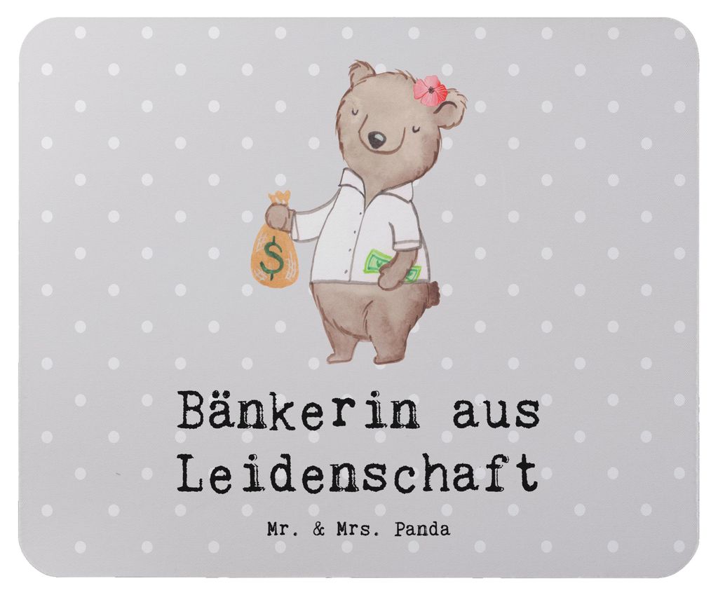 Mr. & Mrs. Panda Mauspad Bänkerin Leidenschaft - Grau Pastell - Geschenk, Witzig, Spruch, computer mousepad, mousematte, Ausbildung, Beruf, Mouse ...