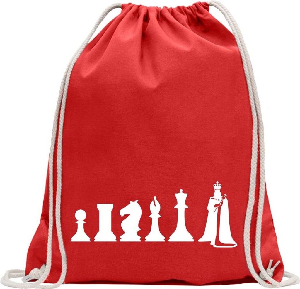 Kiwistar - Turnbeutel - rot - Schach Spiel Evolution - Fun Rucksack Sport Beutel Gymsack Baumwolle mit Ziehgurt