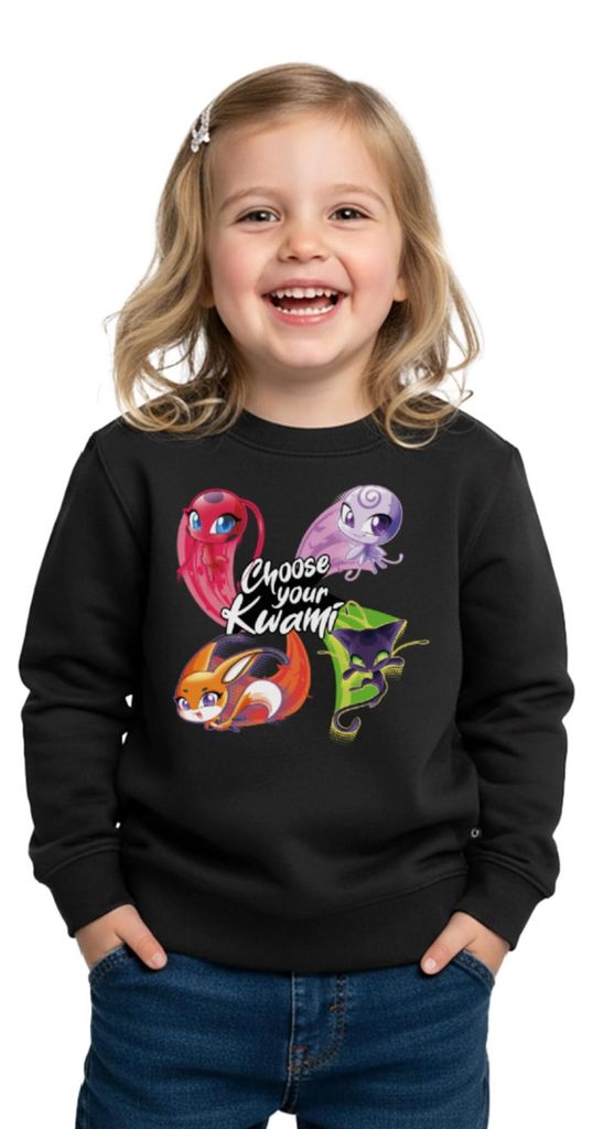Spreadshirt Miraculous Choose Your Kwami Kinder Premium Pullover, 134/140 (8 Jahre), Schwarz