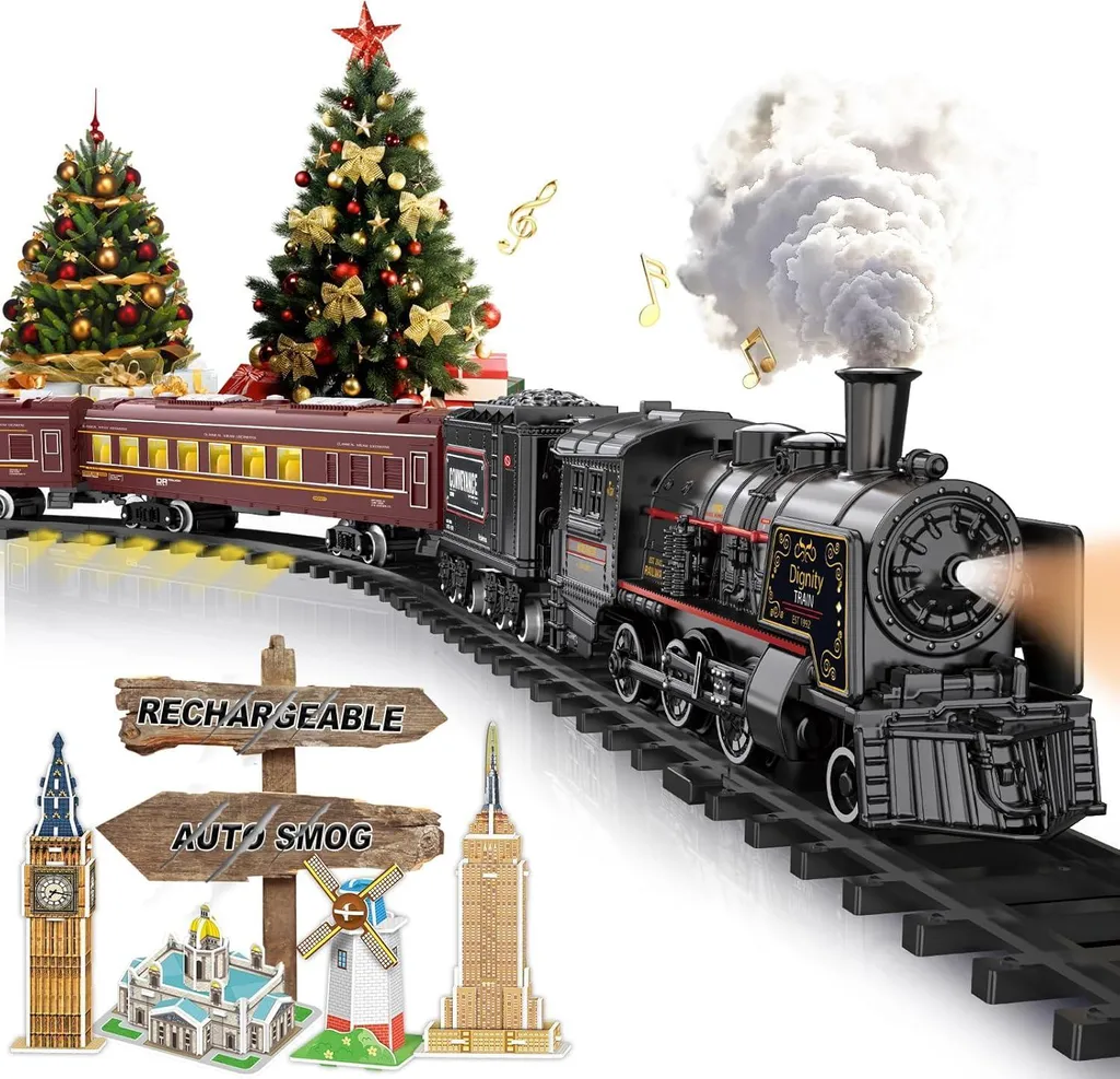 Train miniature électrique en métal avec locomotive à vapeur pour enfant