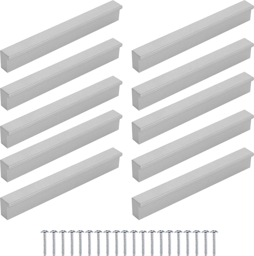 10 Stück Möbelgriffe P96 Silber Lochabstand 96mm + Produktbild 