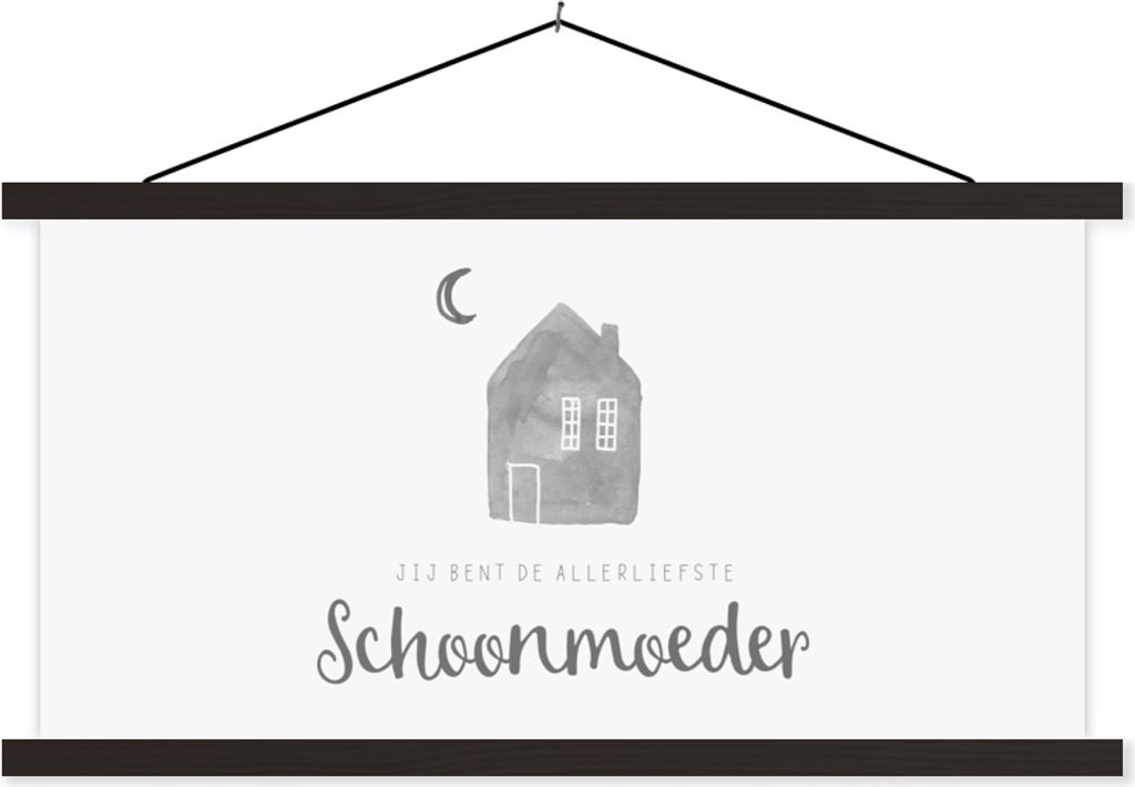 MuchoWow Textilposter Mutter - Schwiegermutter - Geschenk zum Muttertag - Sprichwörter - schwarz-weiß 90x45 cm mit schwarzem Rahmen - Klemmleisten