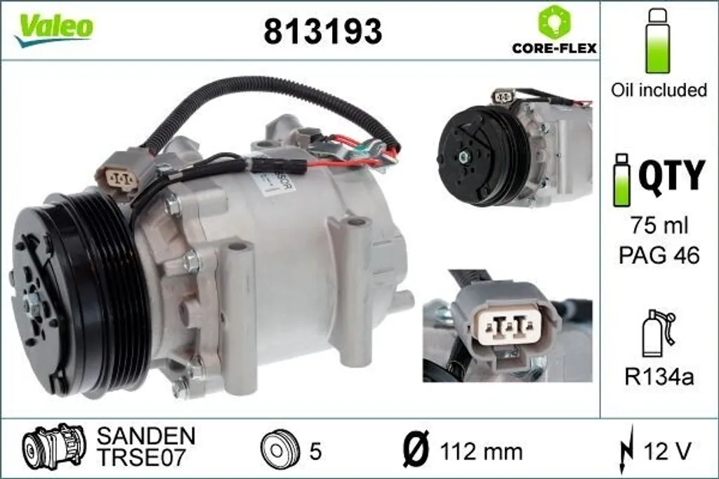 Compresseur de climatisation Valeo 813193 haute efficacité pour Jazz II