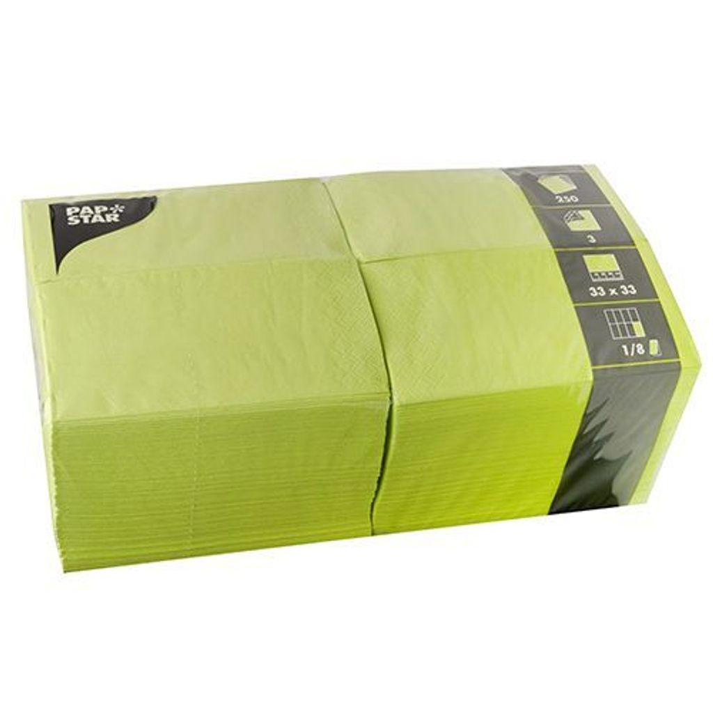1000 Servietten, 3-lagig 1/8-Falz 33 cm x 33 cm limonengrün