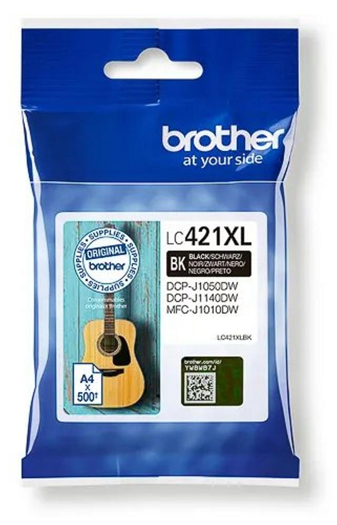 Brother LC-421XLBK, Vysoký (XL) výnos, Čierna, 1 kusov, 500 Obrázok produktu 